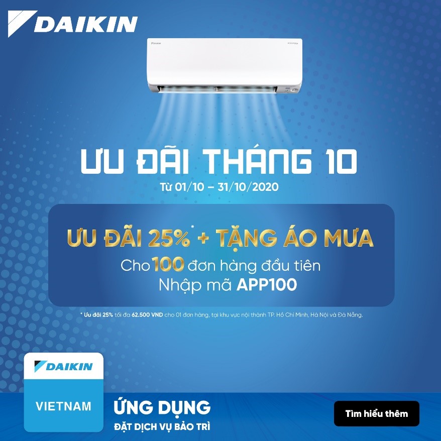 Tưng bừng khuyến mãi tháng 10 cùng ứng dụng bảo trì Daikin Vietnam