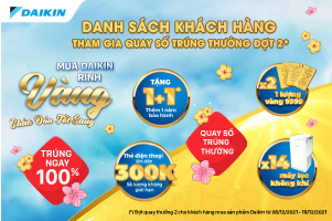 Danh sách khách hàng tham gia quay thưởng chương trình "Mua Daikin rinh vàng - Chào đón Tết sang" - Đợt 2
