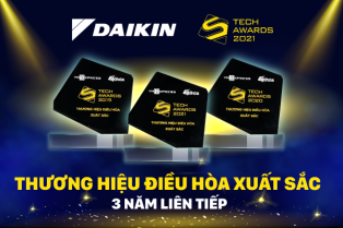 Daikin ba năm li&ecirc;n tiếp l&agrave; thương hiệu điều h&ograve;a xuất sắc Tech Awards