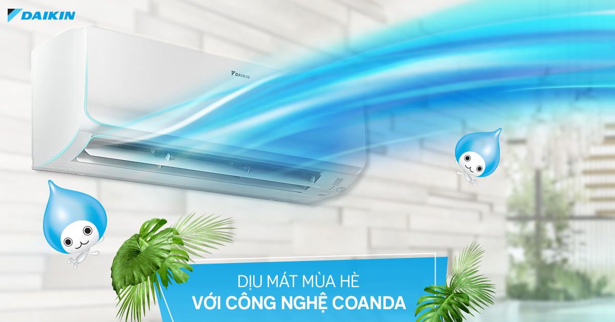 Thiết kế mặt nạ coanda độc đáo của điều hòa đưa luồng gió đi dọc theo trần nhà.